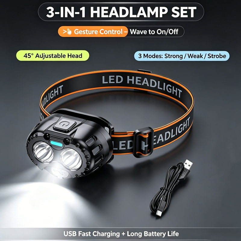 Outdoor Camping Accessories - Powerful LED Headlamp IPX4 Waterproof Emergency