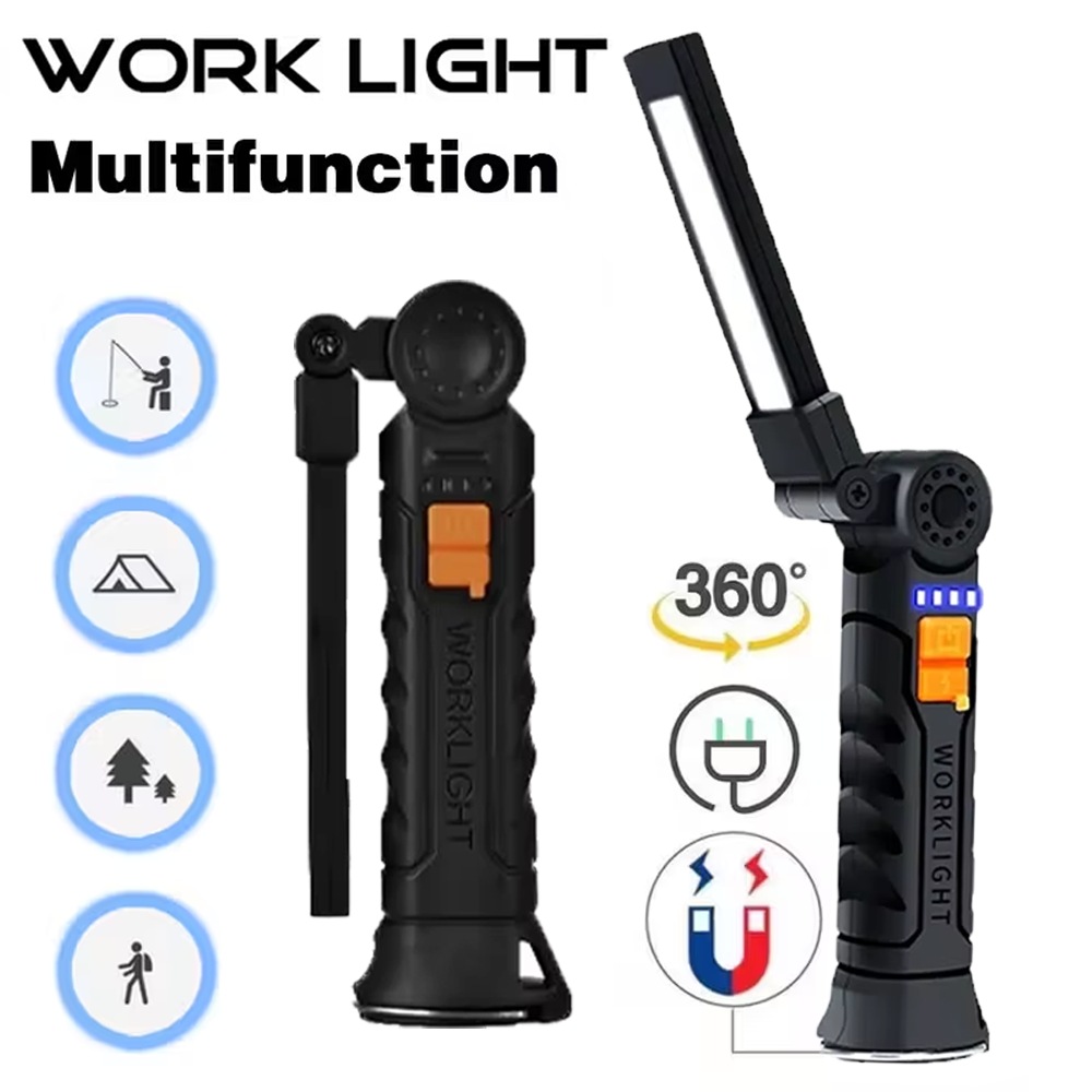 Outdoor Camping Accessories - Portable COB LED Flashlight USB Rechargeable