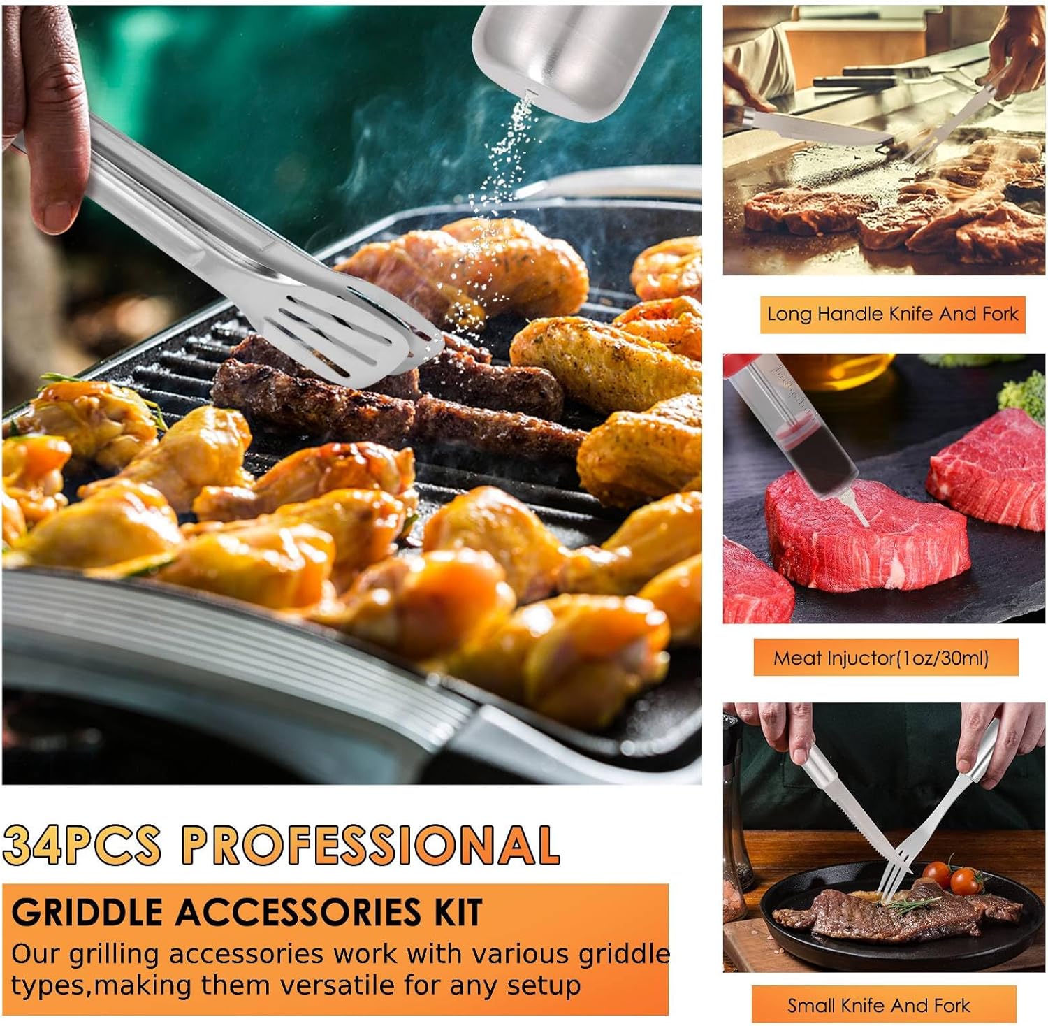 34Pcs Heavy Duty Grill Tools S - огляд і ціна Outdoor Camping Utensils