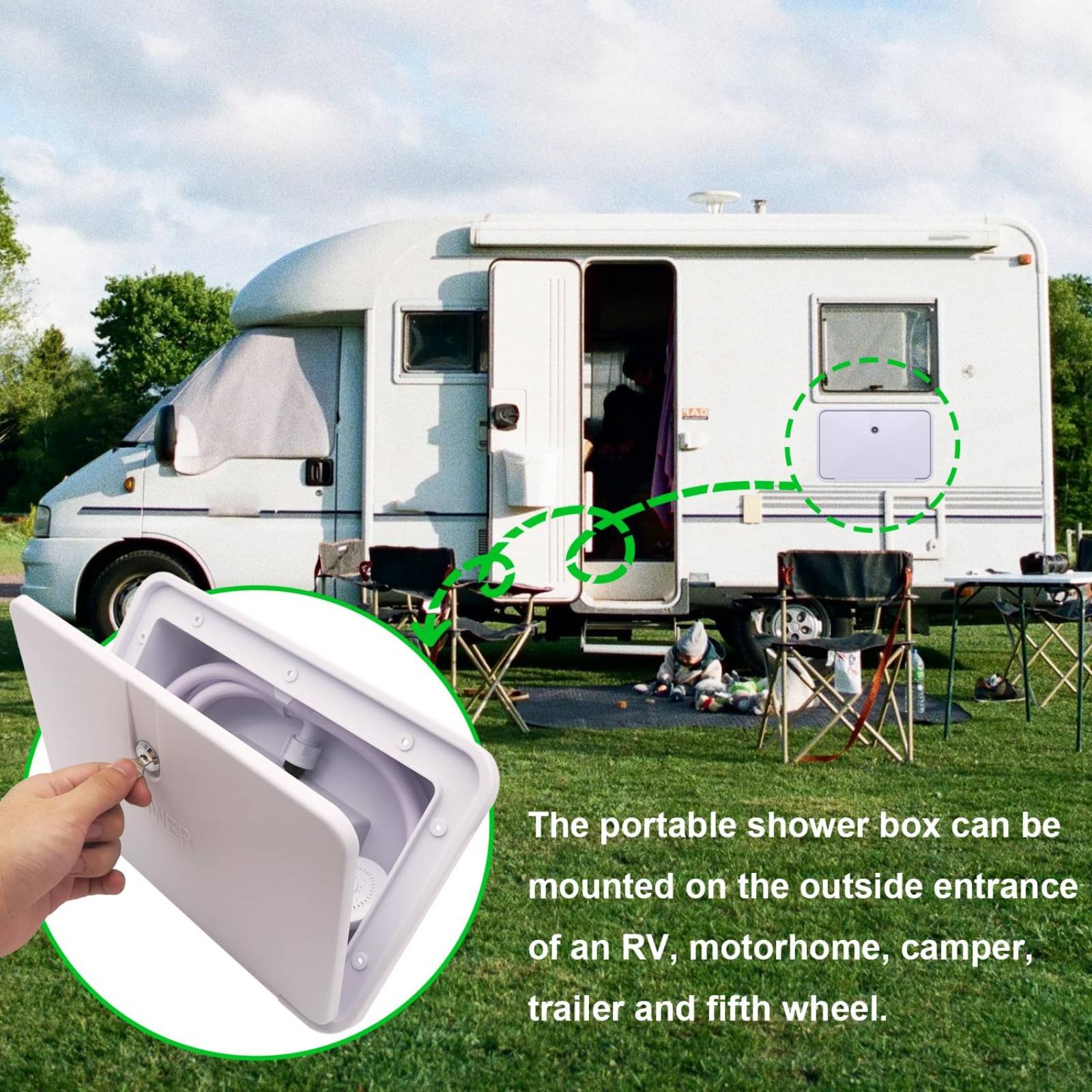 RV Exterior Shower Box Compact - огляд і ціна Outdoor Camping Box