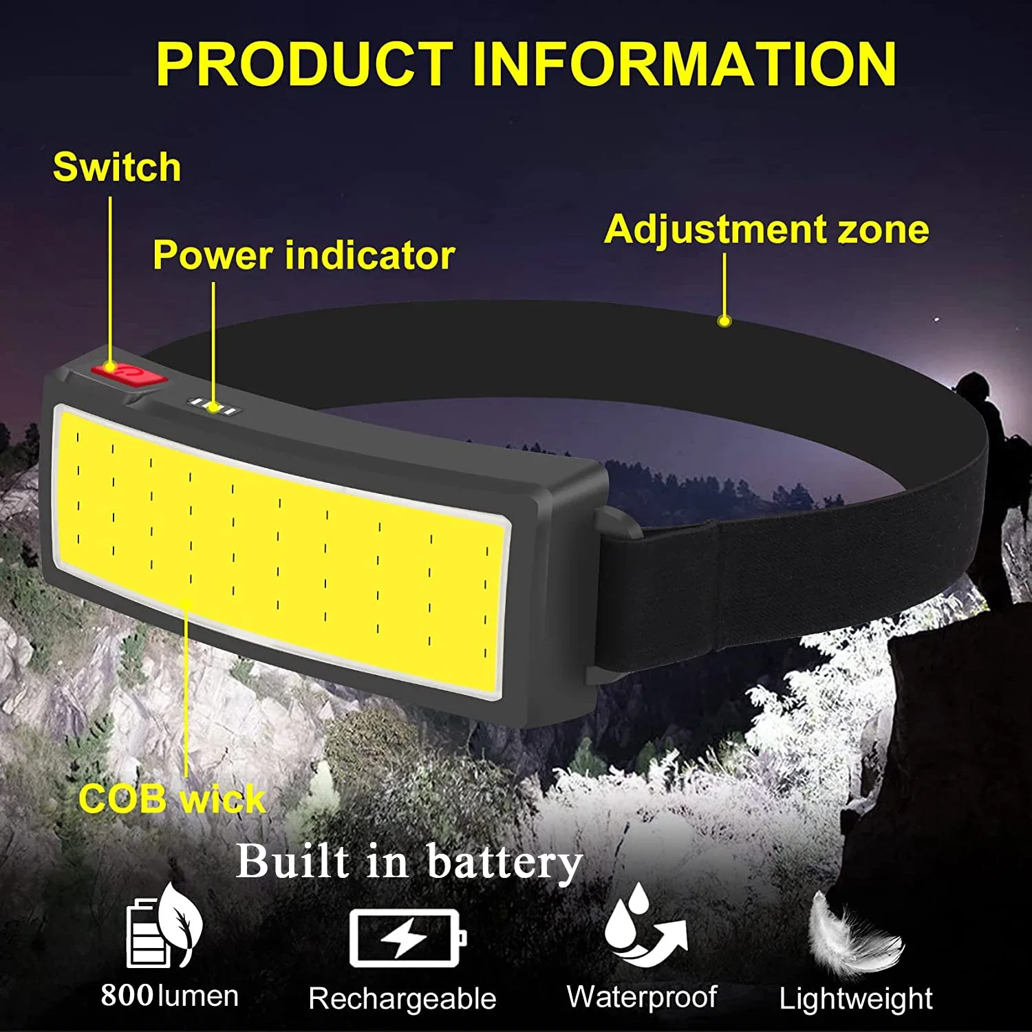 COB Portable LED Headlights Ou - огляд і ціна Outdoor Camping Accessories
