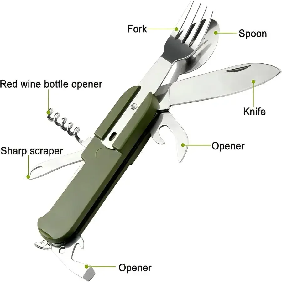 Camping Gear 5-in-1 Stainless  - огляд і ціна Outdoor Camping Utensils
