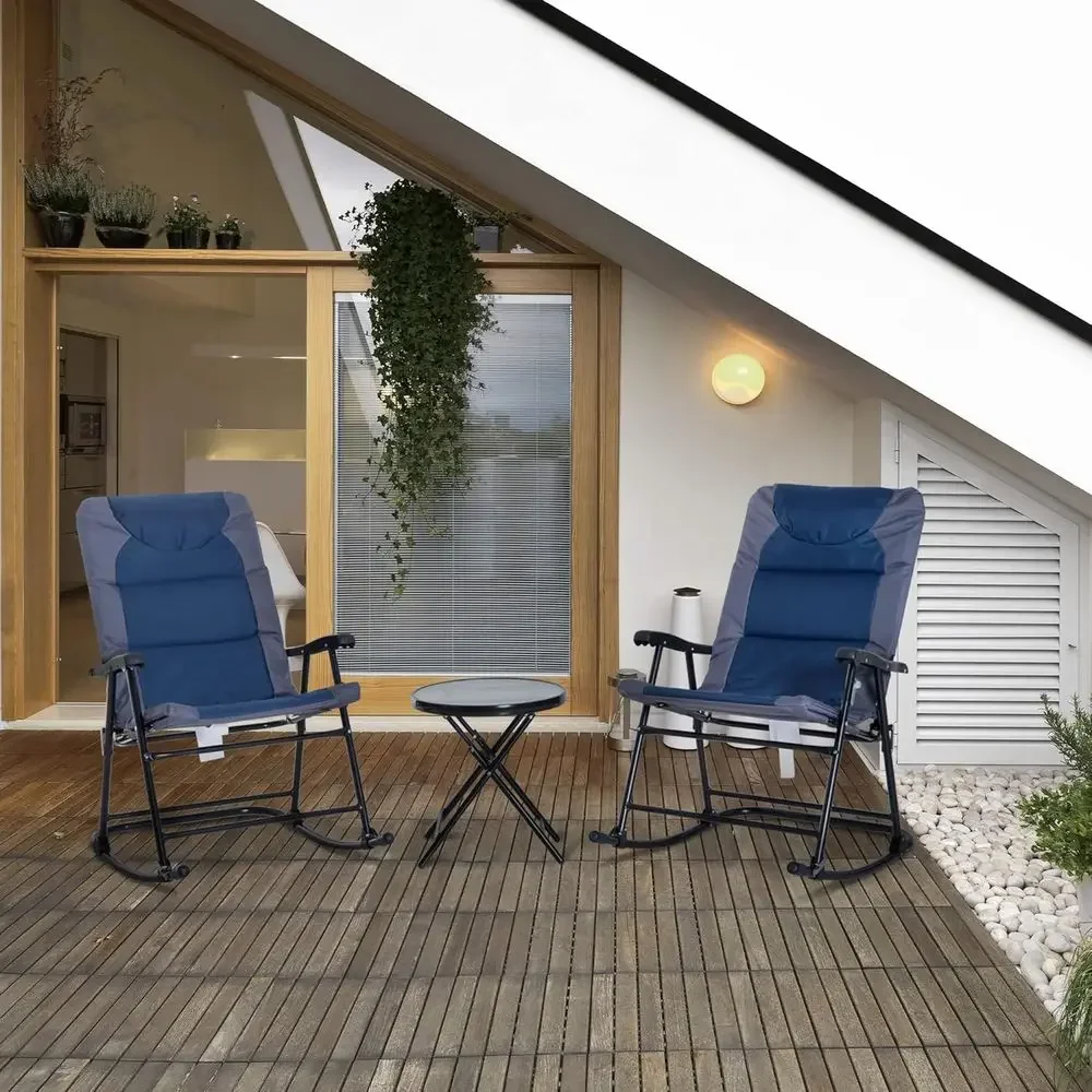 Navy Blue 3-Piece Outdoor Pati - огляд і ціна Outdoor Camping Rocking Chair