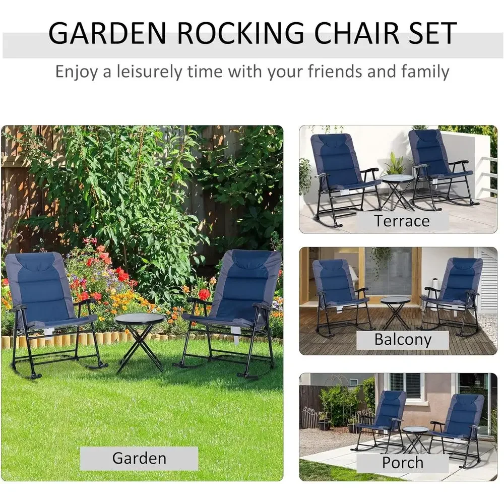 Navy Blue 3-Piece Outdoor Pati - огляд і ціна Outdoor Camping Rocking Chair